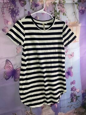 feathers Black and White Striped Crewneck Tee